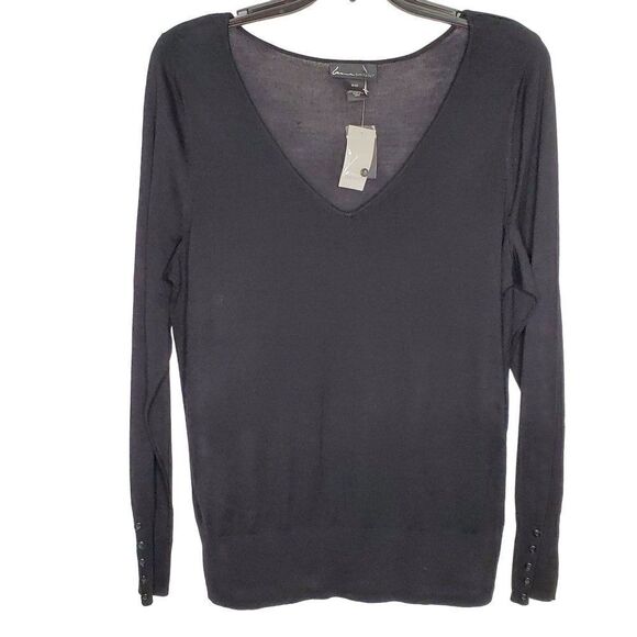 NEW Lane Bryant Light Weight Wool Blend Sweater 18/20 V Neck Black Long Sleeve - Picture 1 of 4